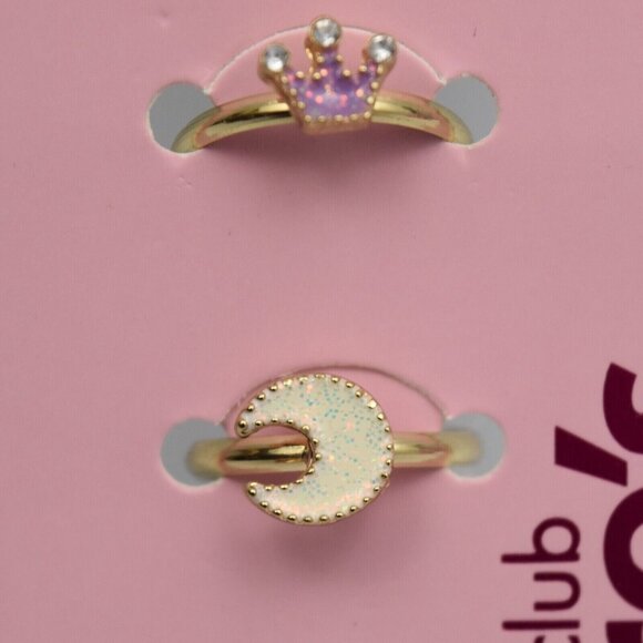 Claires Club Girls Ring Set of 5 Enamel Rings Adjustable Heart Star Moon Crown - Picture 7 of 7